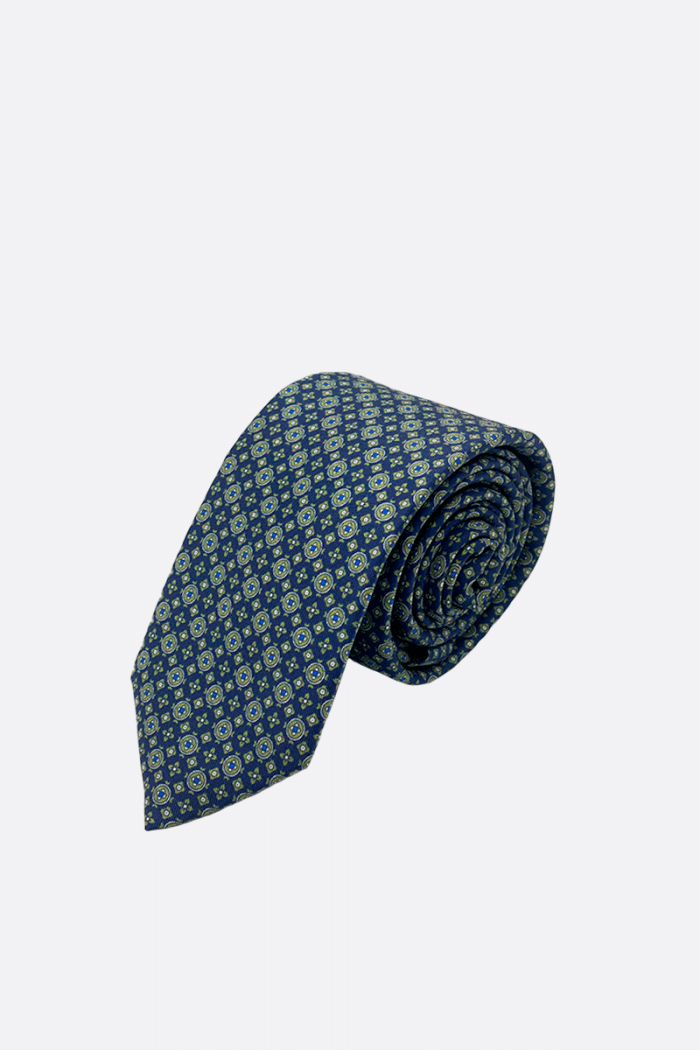 Corbata Flores Azul Marino