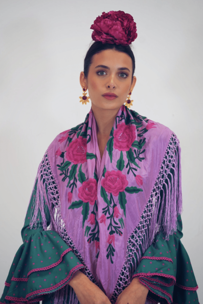 Mantón Gabriela Flores Buganvilla - Lila M234
