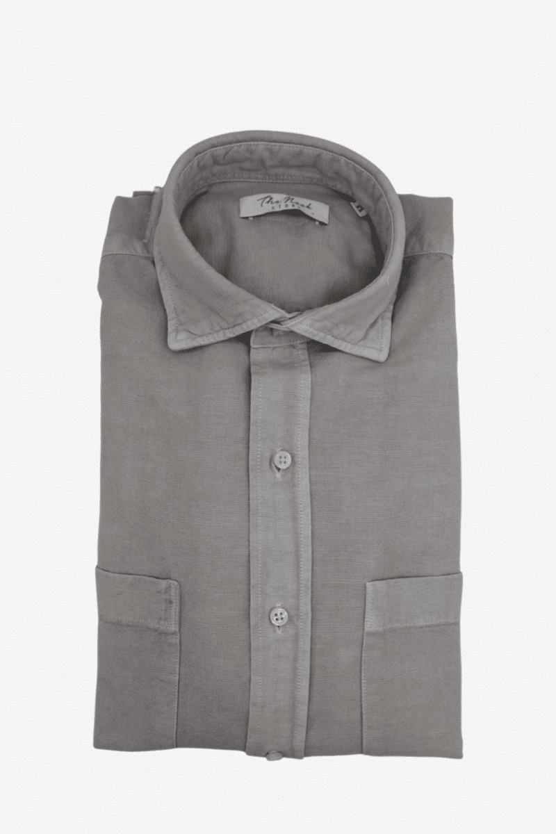 Camisa Lino 4 bolsillos C5 gris claro