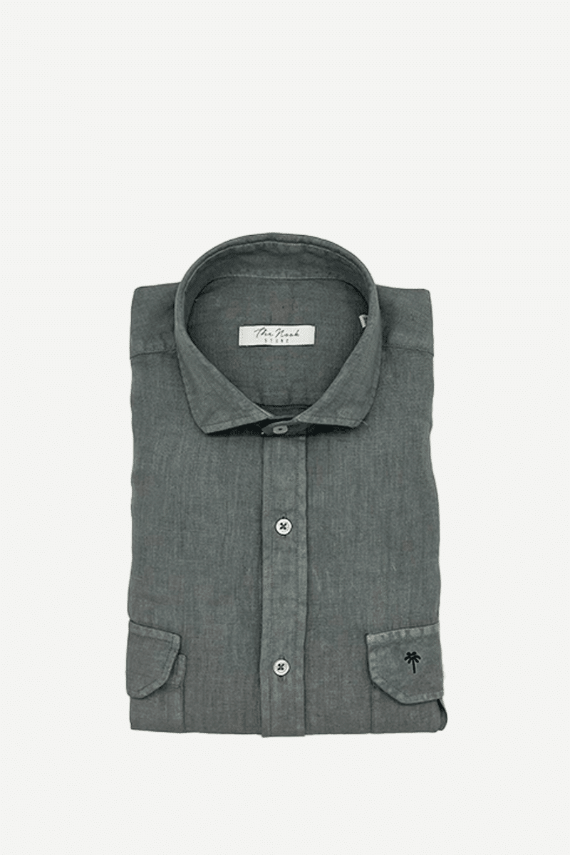 Camisa Lino Cuatro Bolsillos C4L6 Gris