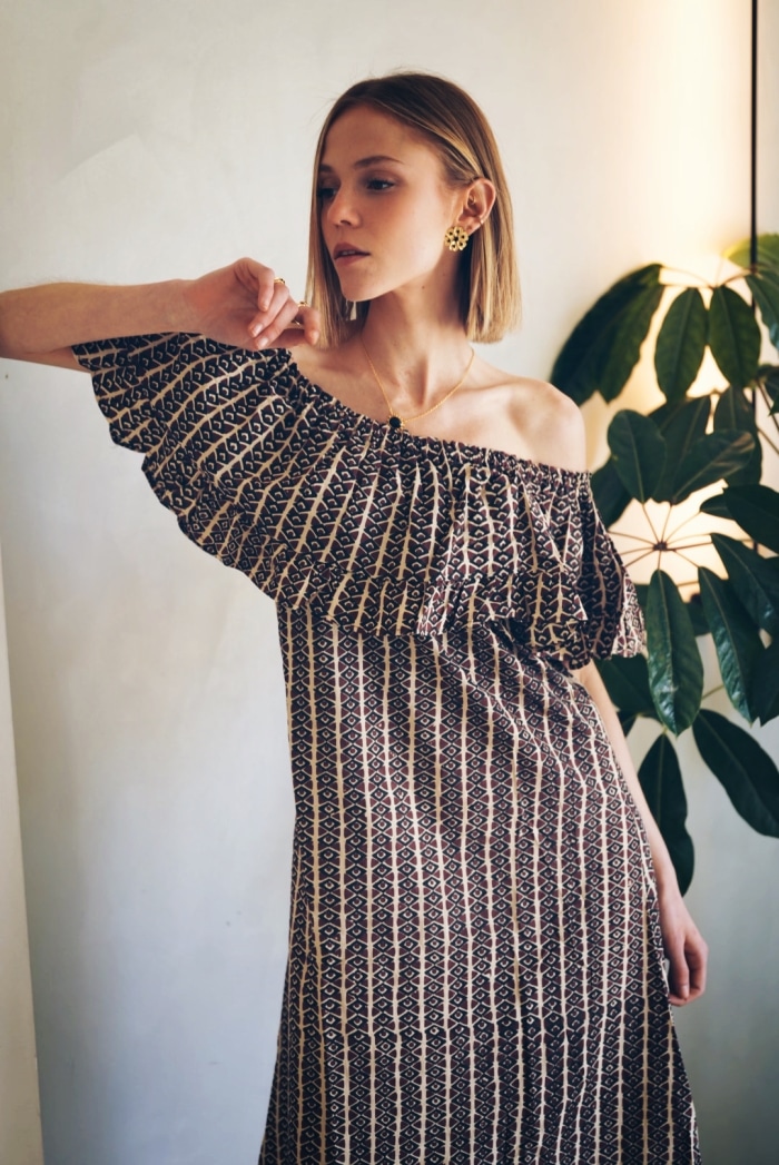 Vestido Papúa Rombos Brown and Black