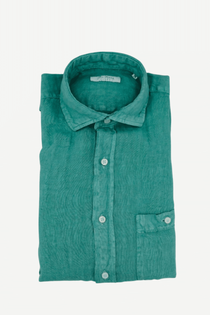 Camisa Lino 1 bolsillo C6 verde menta