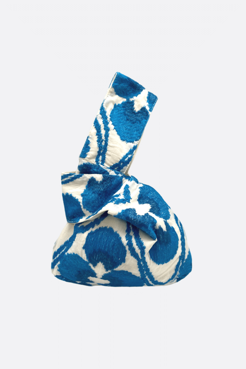 Bolso Asa Bordado Ikat Azul
