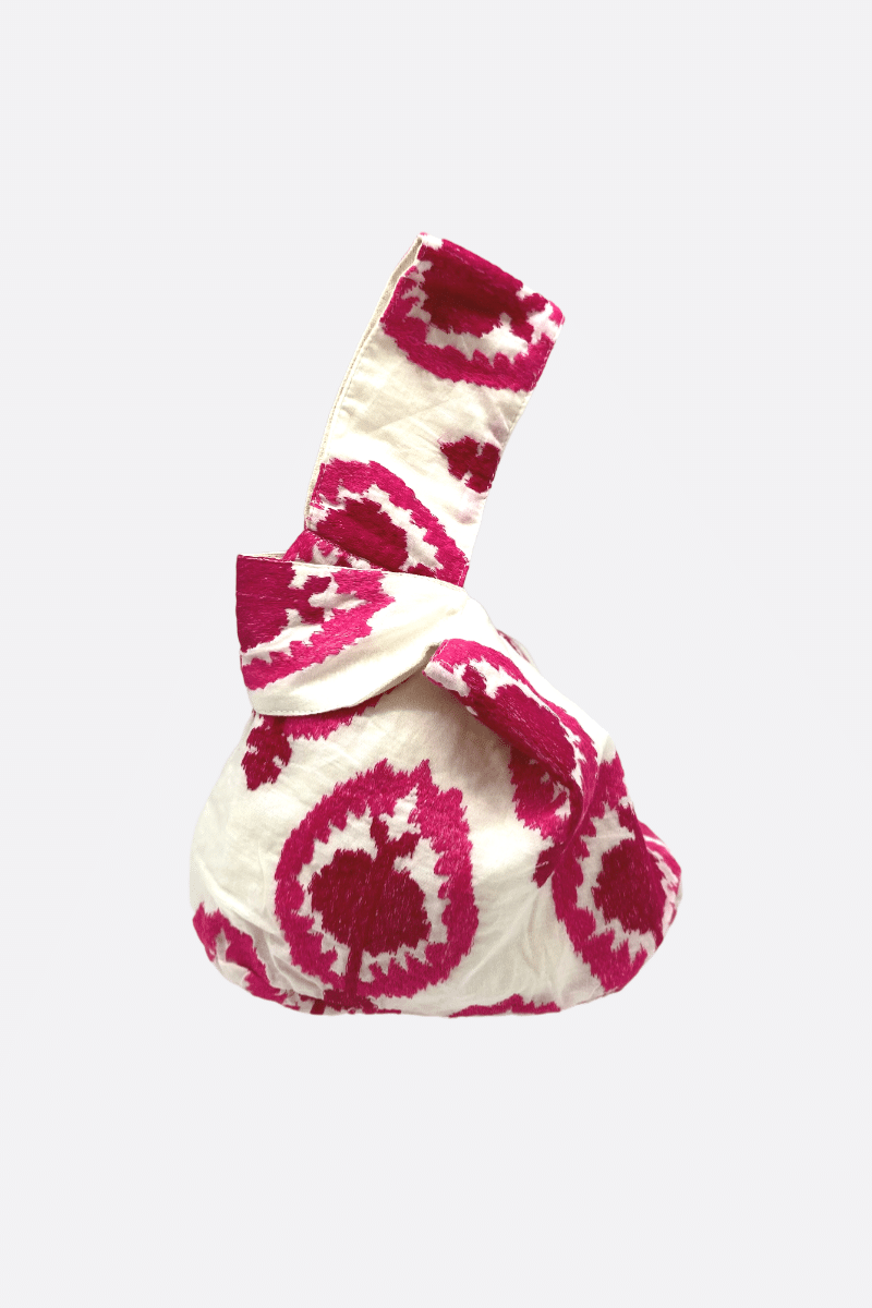 Bolso Asa Bordado Ikat Rosa