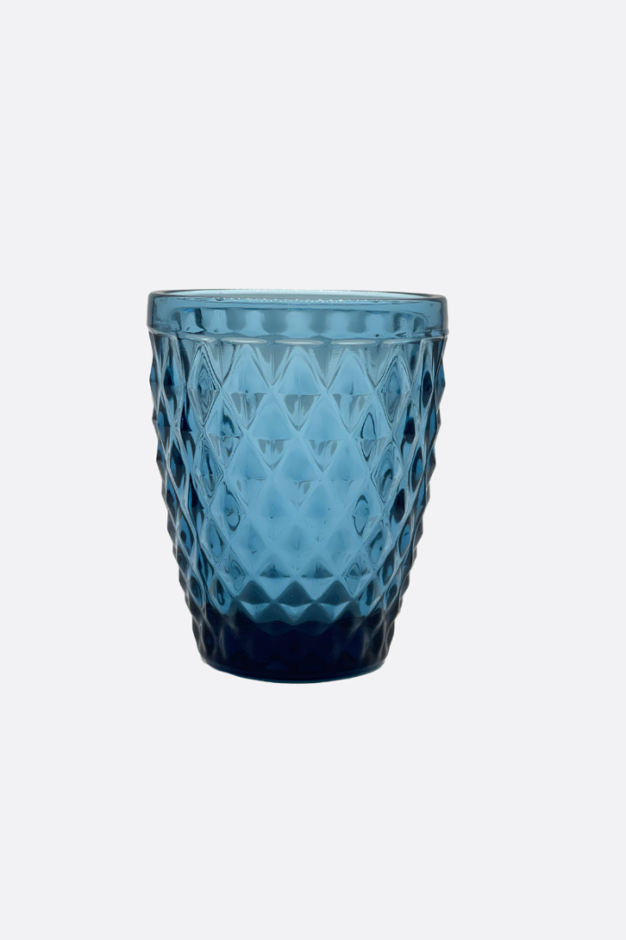 Vaso Cristal Azul Relieves