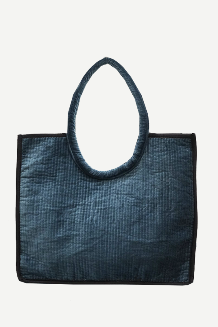 Bolso Shopper Terciopelo Celeste