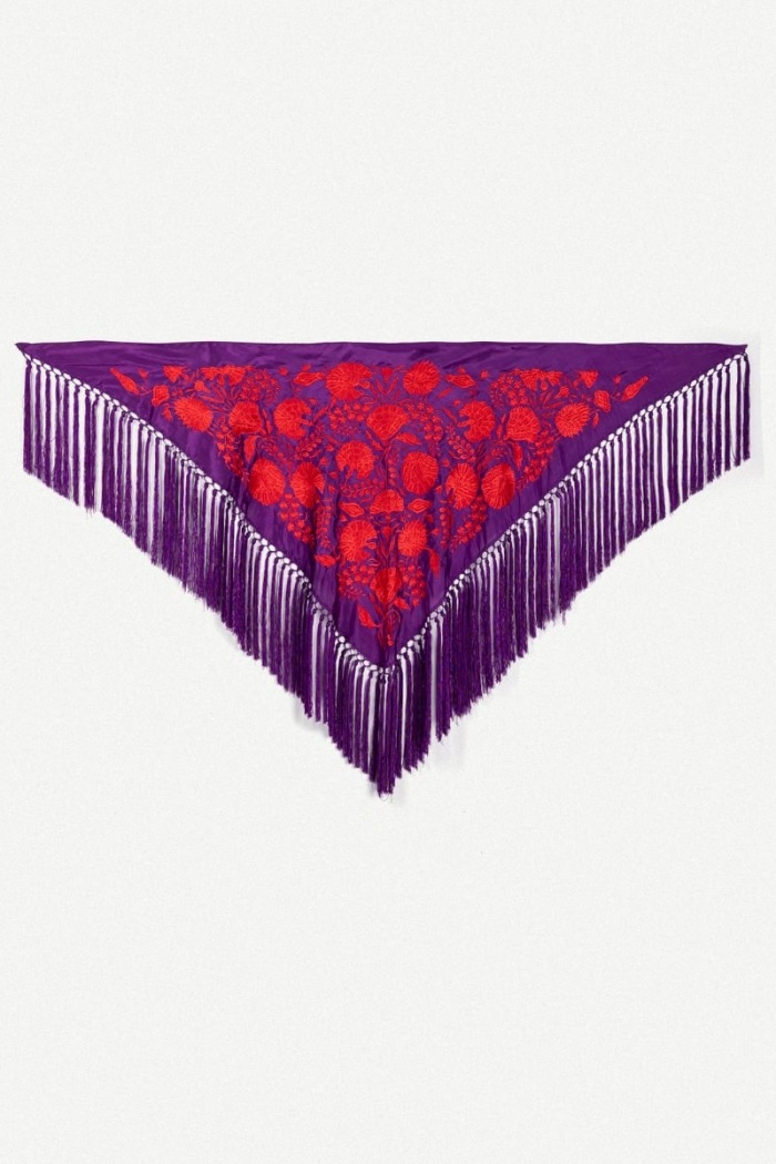 Mantón Carmuca Bicolor Morado/Rojo M482