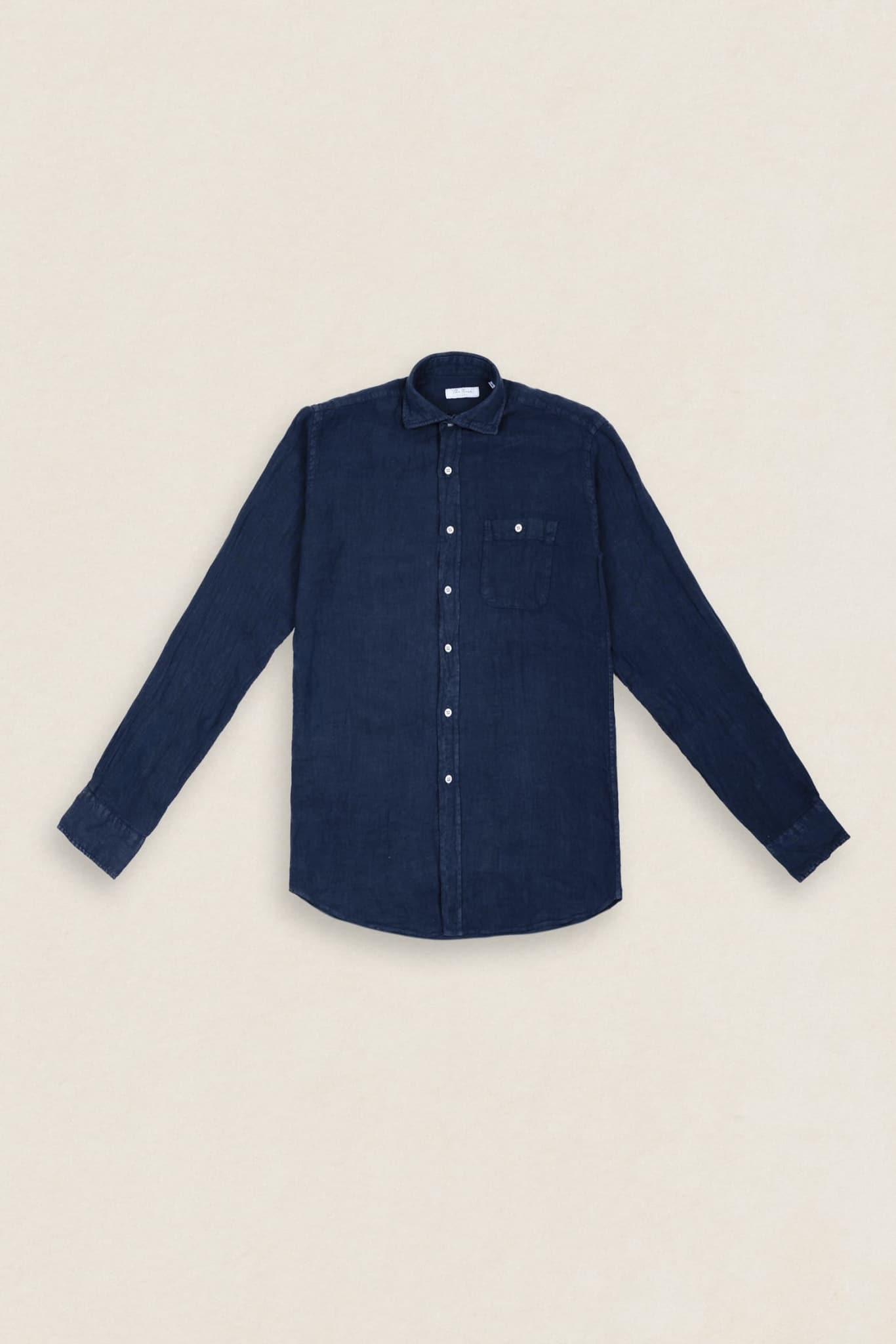 Camisa Lino 1 bolsillo C1 azul marino