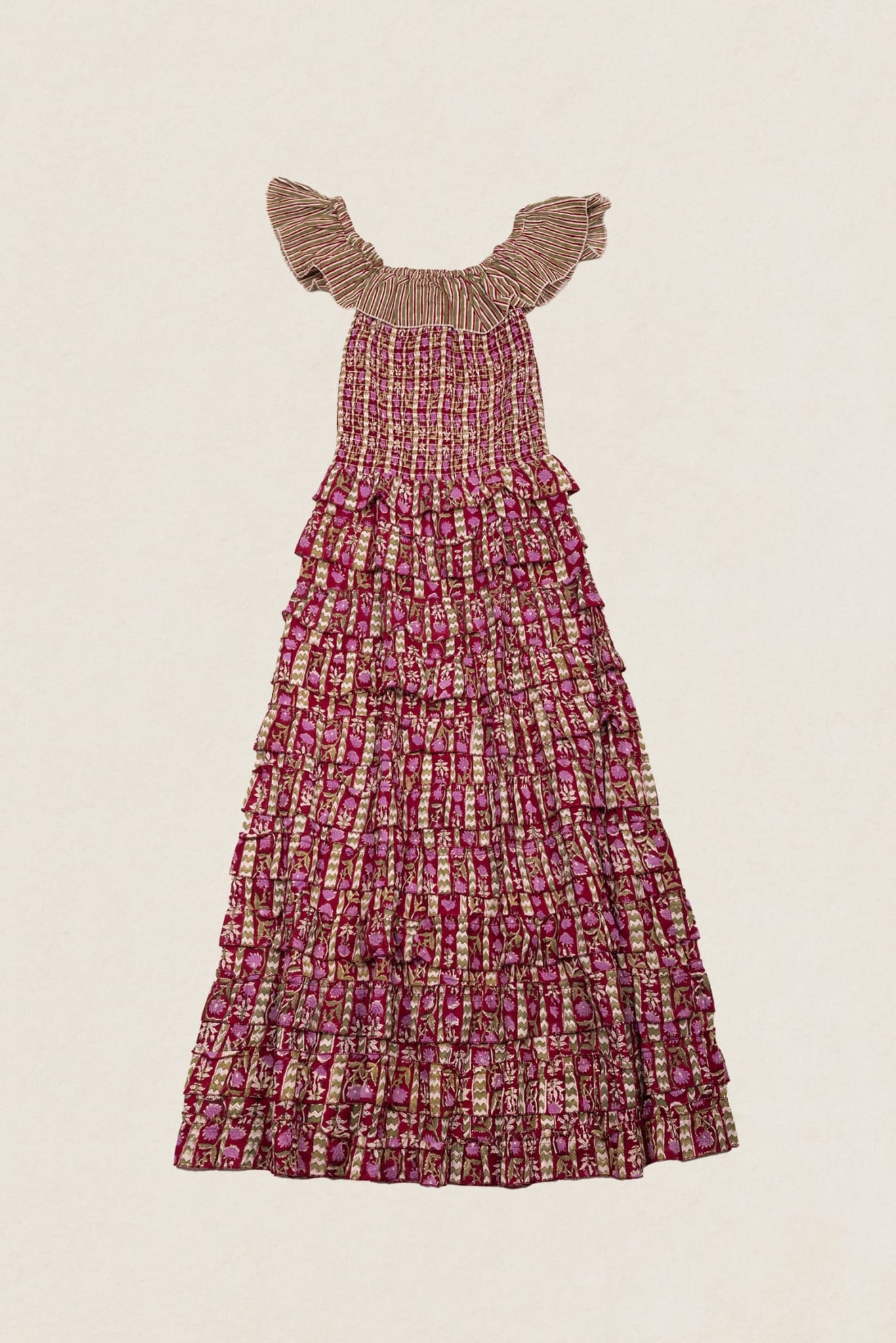Vestido Mikara Rojo Flores Rosas