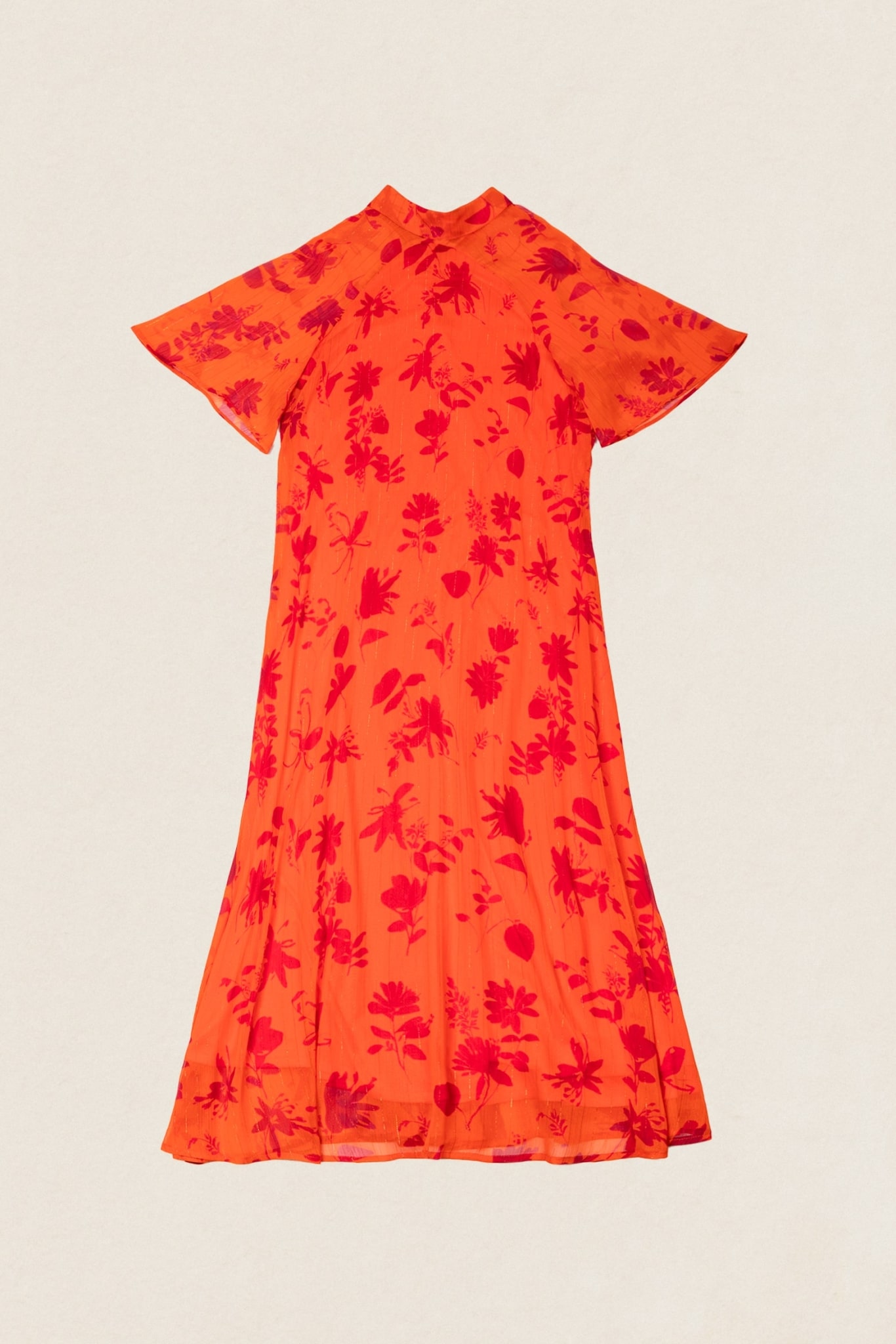 Vestido Alice Manga Corta Coral Flores Buganvilla