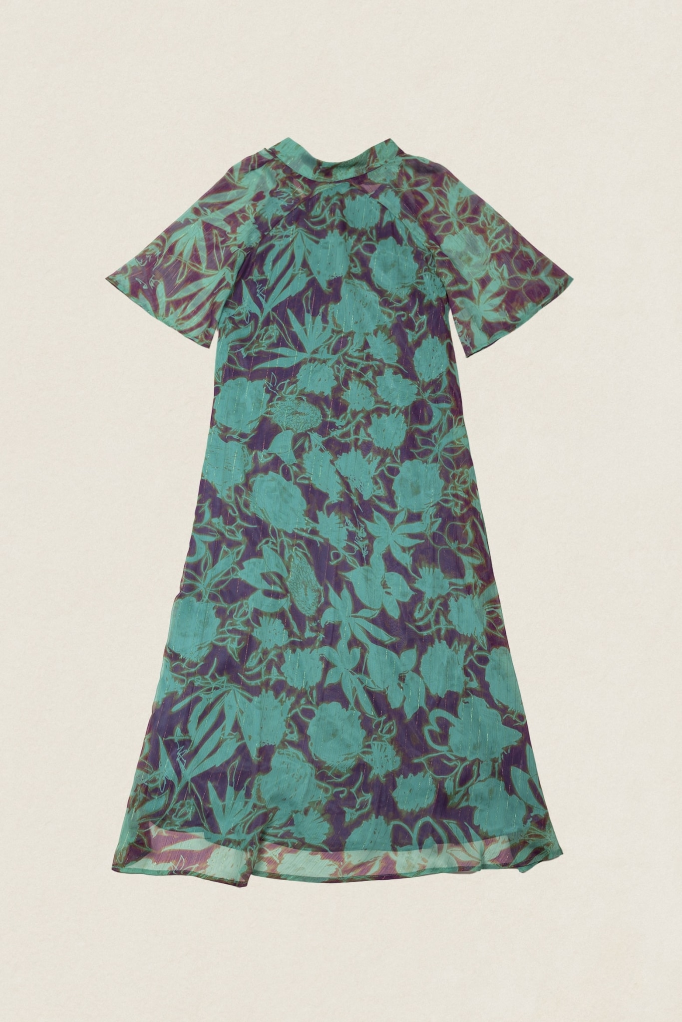 Vestido Alice Manga Corta Turquesa y Morado